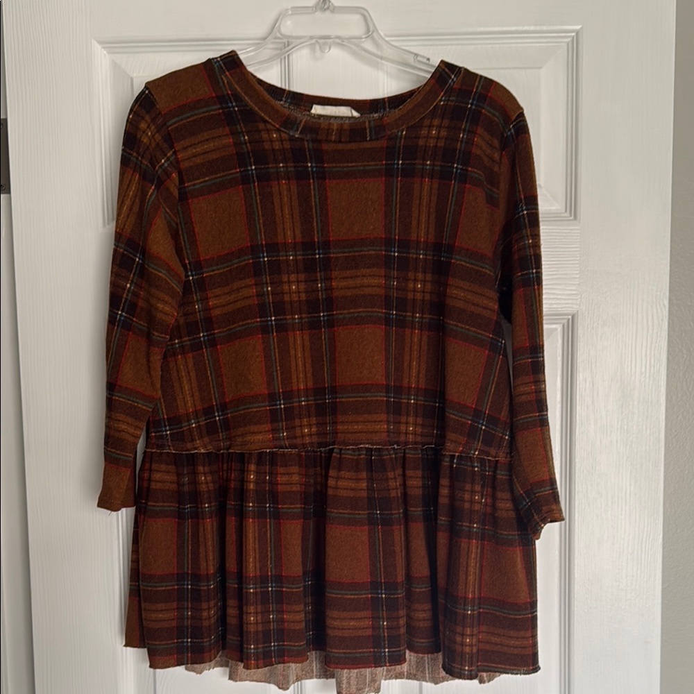 Plaid Peplum Top